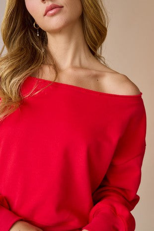 Off shoulder soft sweatshirt