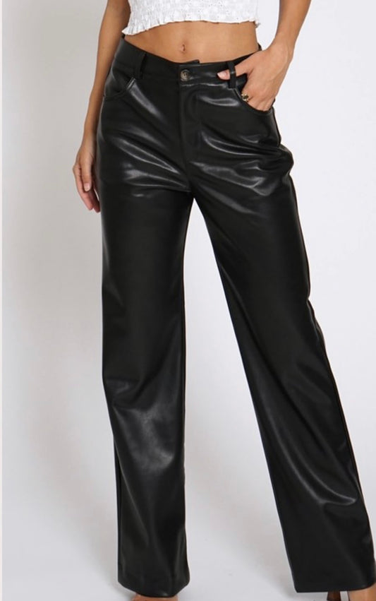 Vegan leather black pants