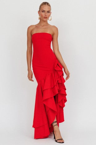 Crimson Cascade Dress