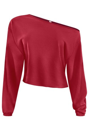 Red Knit Drop Shoulder Top