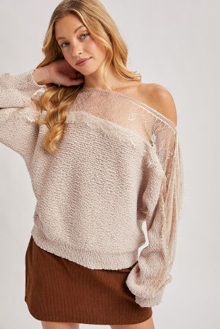 Lace Off Shoulder Sweater
