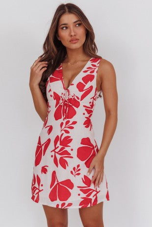 Floral Vneck Mini Dress